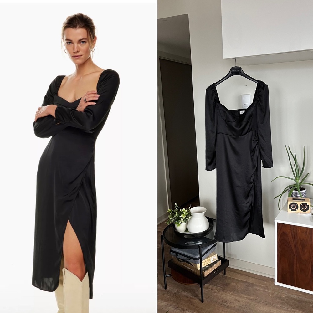 Aritzia Wilfred Mosquerod Satin Formal Wedding Guest Evening Dress New Sz 4 - Picture 5 of 7
